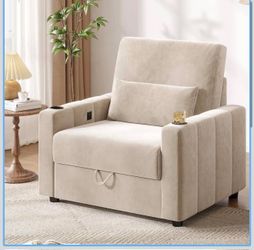 Accent Chair, Velvet Fabric Comfy Oversized  Sofa Armchair with Storage, USB, A-15