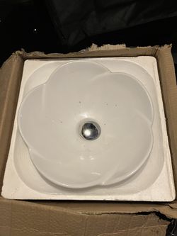 Complete Bathroom Remodel Set! Ceramic Flower Vessel Sink, Faucet, & Drain