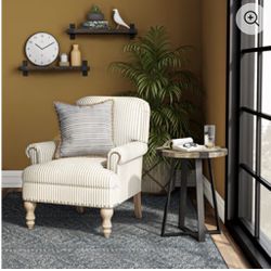 Dorel Living Jaya Accent Chair, Living Room Armchairs, Beige Stripe