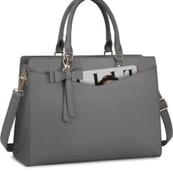 Laptop Bag for Women 15.6 Inch Leather Tote Bag Business Office Work Bag Waterproof Briefcase Computer Tote

(GRAY)