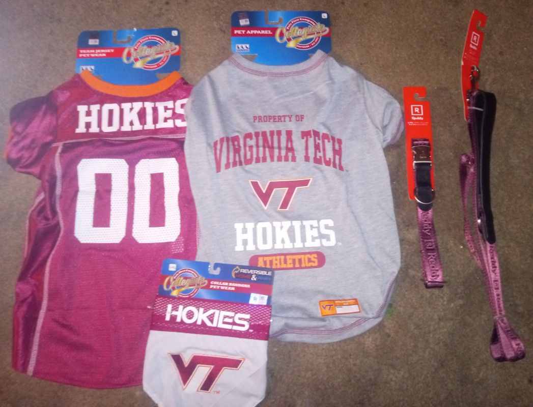 5 Pc Lot Of Sz.L Dog VA Tech Apparel & Acces.