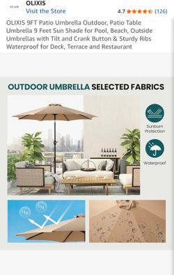 OLIXIS 9FT Patio Umbrella Outdoor, Patio Table