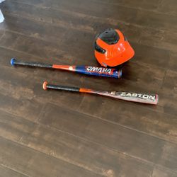 BASEBALL HELMET AND BATS (EASTON & LOUISVILLE SLUGGER)