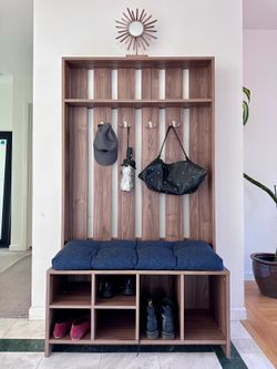 Hall tree with bench and shoe storage