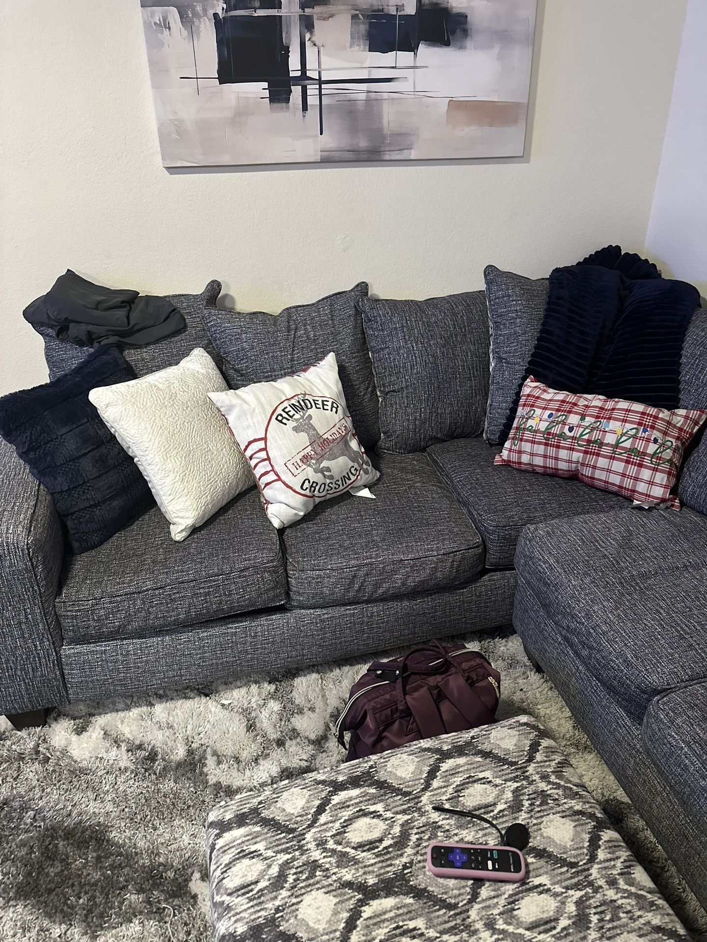 Grey Sectional Couches And Ottoman 