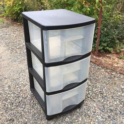 Rolling Swivel 3 Drawer Plastic Storage Organizing Cart