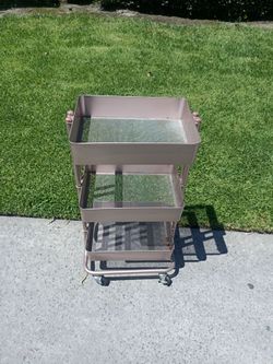 Pink Metal 3-Tier Rolling Cart - The Container Store