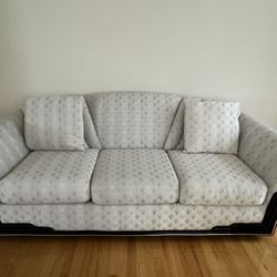 Sofa set White/ Grey with black and gold trim 