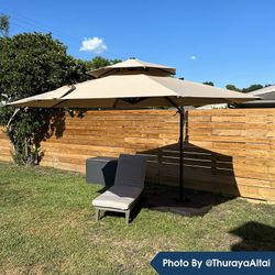 12ft Cantilever Umbrella Round 2-Tier 12ft,with Cross Base