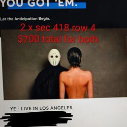 2 x Ye live in Los Angeles Sofi Friday 4/3/26