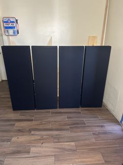 Black Acoustic Sound Panels – Custom Built (17” x 49” x 4”) – Pair Hardware for install included