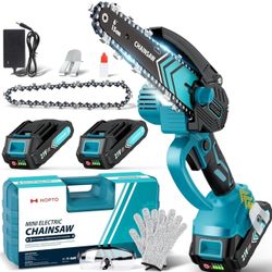 6-Inch 2 Pack 2000mAh Battery Hand Mini Chain Saw Portable Cordless