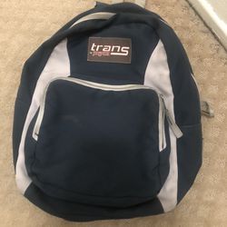 Navy Blue and White Jansport Trans backpack