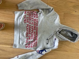 Champion Men's M Gray Pullover Hoodie Graphic Pockets