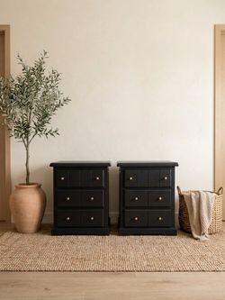 Black solid wood Nightstands