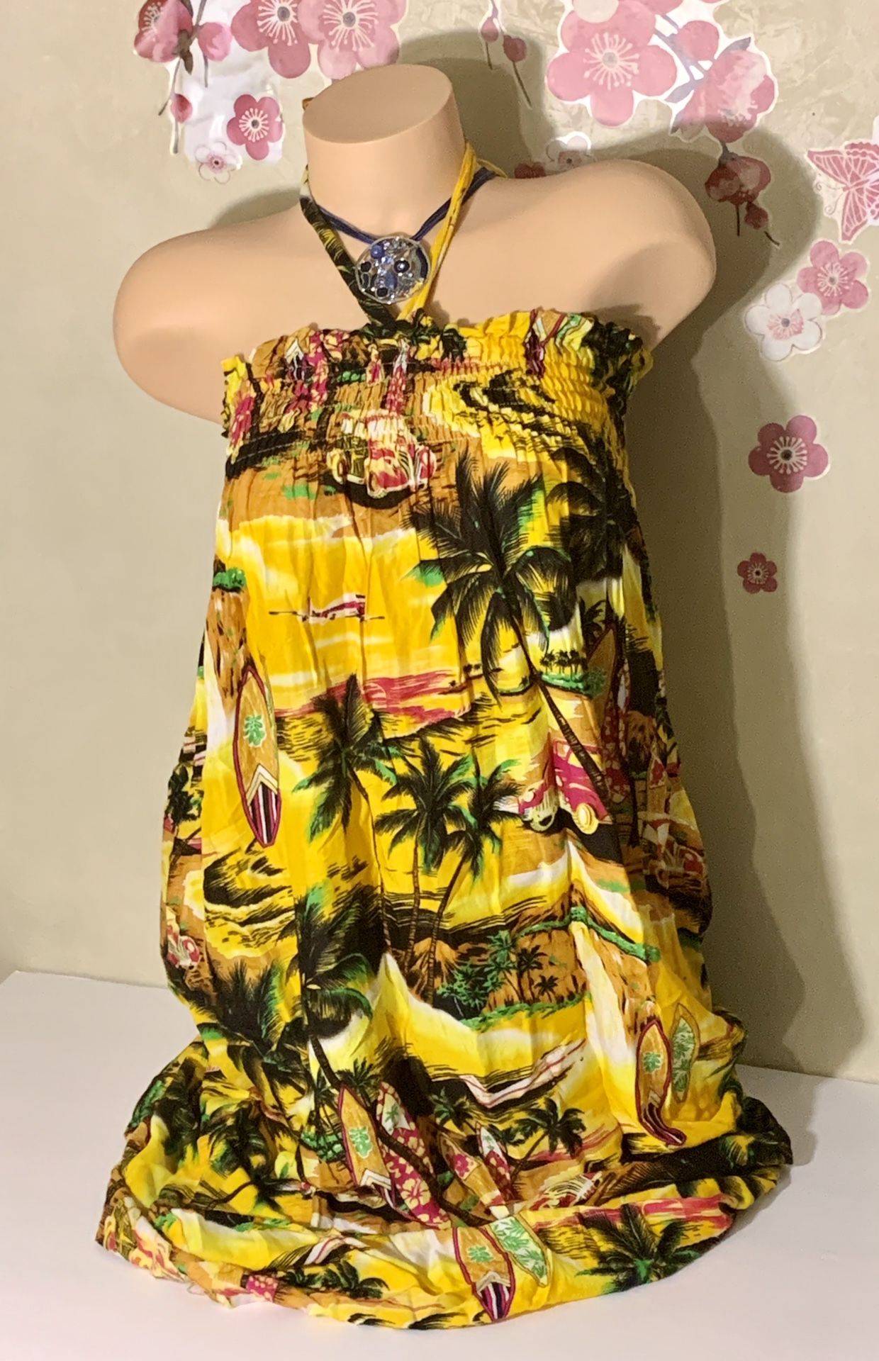 Tropical print summer dress