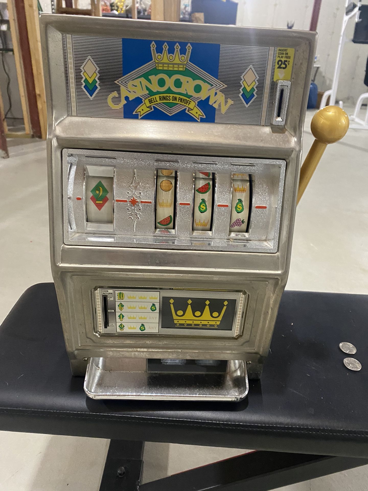 Casino Crown Bell Rings On Payoff Slot Machine. JAPAN MADE