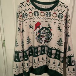 Starbucks Santa Hat Christmas Ugly Sweater Adult XL