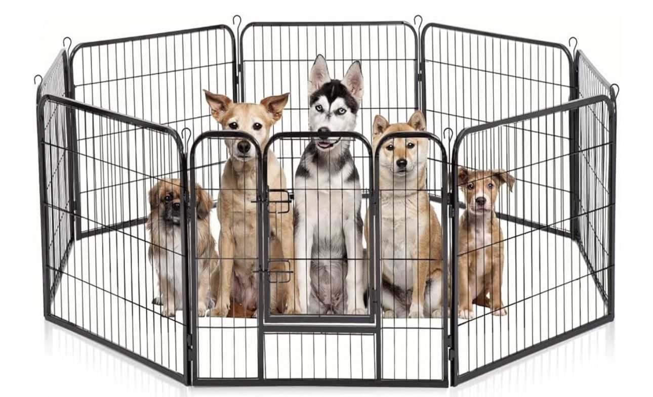 32 Inch, 8 Panels | Heavy Duty Metal Pet Exercise Pen | Indoor Outdoor Fence Panels | Rust-Resistant, Removable, Tool-Free Setup | Anti-Skid, Expandab