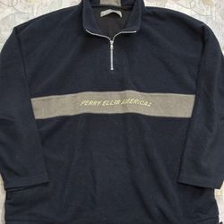Perry Ellis America Active Men's Sherpa Fleece Sweatshirt Sweater Navy Blue 4XL