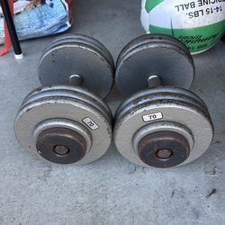 70 Lb steel dumbells