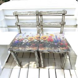 Matching Floral Farmhouse Chairs 