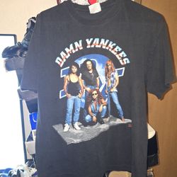 1993 Damn Yankees Vintage T-Shirt Size Large Black Double Sided Rock Single Stitch