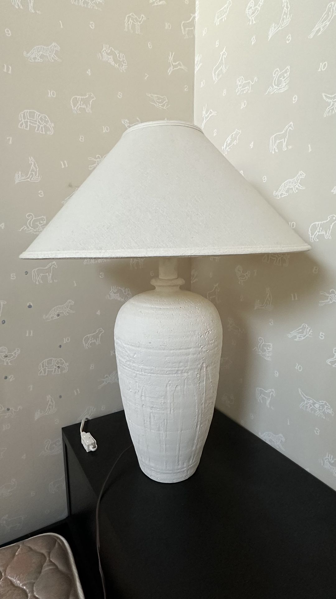 White Textured Lamp - Markers Minimalist Ceramic Base And Shade