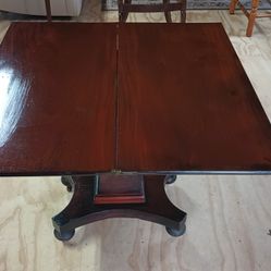 Antique Folding Table On Wheels