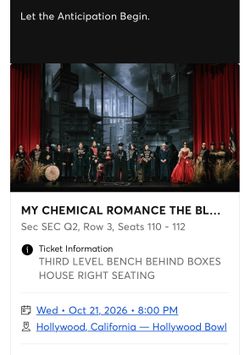 My Chemical Romance Tickets Hollywood Bowl