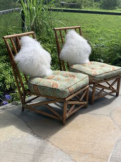 Gorgeous Pair of Modern Mid Century Rattan Chairs