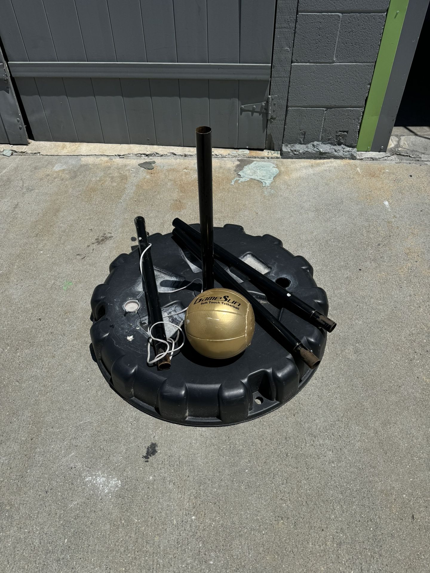 Portable Tetherball Set with Tetherball Ball, Rope, Pole, and Base