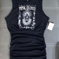 New Pink Floyd Band Mini Dress Ruched T Shirt Small Cotton Graphics