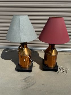 Vintage Set Of Copper Milking Jug Table Lamps