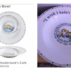 DISNEY Alice In Wonderland Soup Bowl/Plate (New)