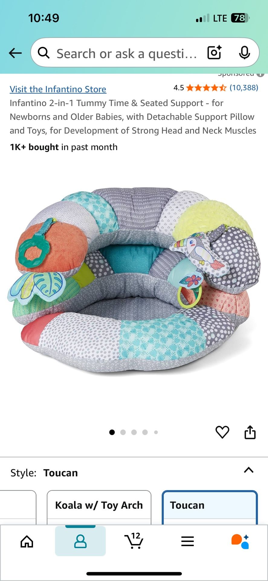 Infantino Tummy Time And Seated Support Pillow