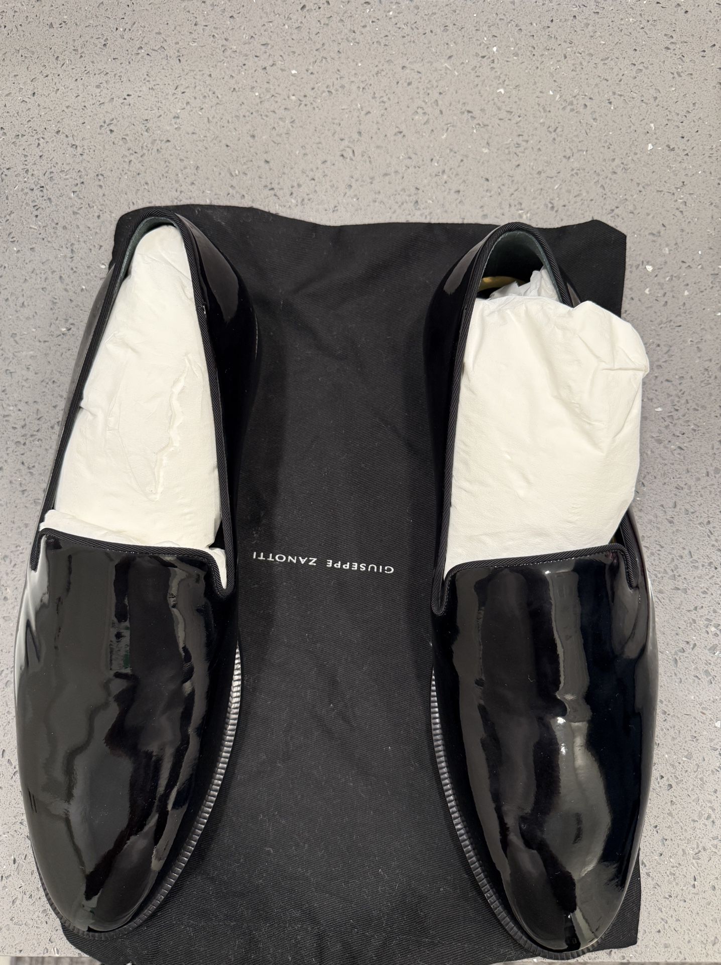 Giuseppe Zanotti mens patent leather loafers black