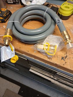 3/4 inch gas line for Bbqs,  pizza oven, etc brand new still in box. 12 feet with female brass connector attachment.