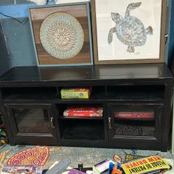 Media Console With Glass Doors 