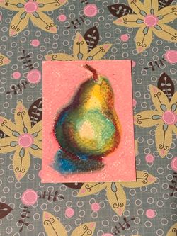 Miniature oil pastels 2.5x3.5” Pear artwork