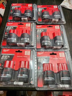 Milwaukee  battery m12  packx2 2.5 high output