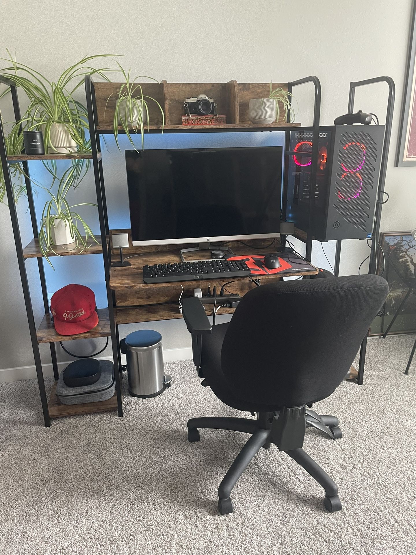Wooden and Metal Office/Gaming Desk + Chair