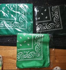 Paisley Bandanas - Green and Black. All NEW and a lot in the packs.  All for 10$