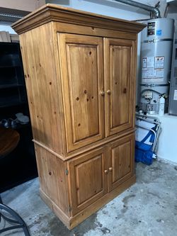 Pine Armoire w/ chrome shelving