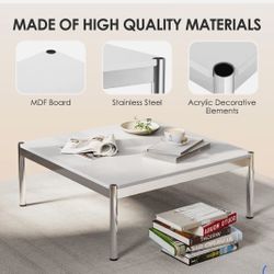 Modern Style Coffee Table With Stainless Steel Base