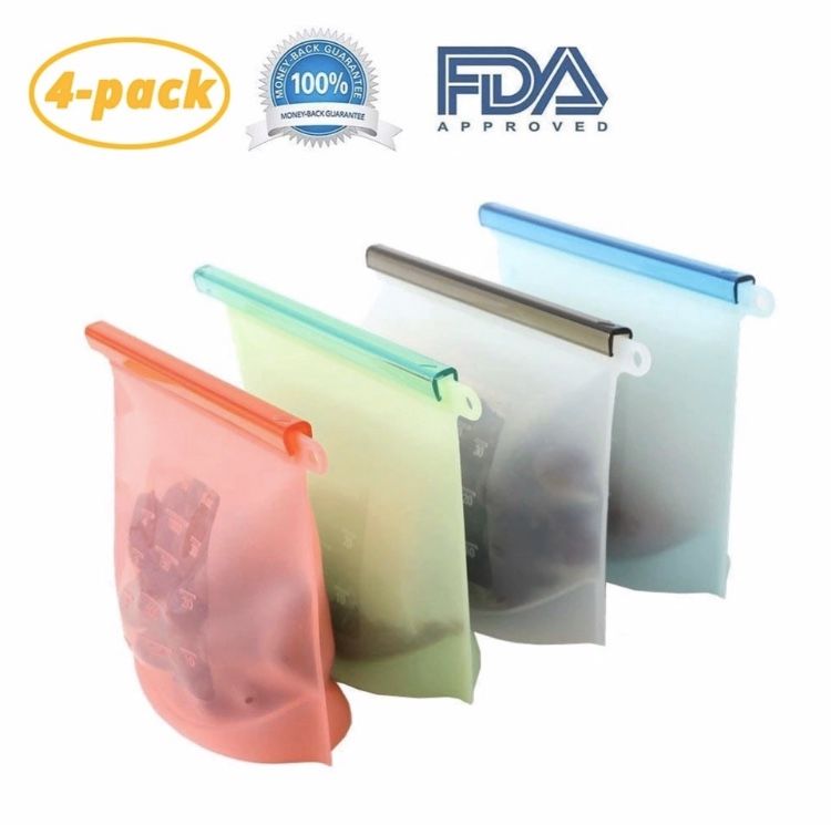 Silicone reusable bags 4 pack