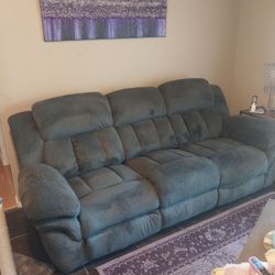 Bob's Furniture - 91" Trevor Gray Power Recliner Sofa with USB ports