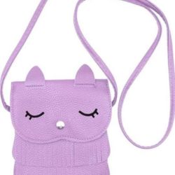 NEW! Cat Leather Tassel Small Crossbody Satchel Purse, Purple, 6x5