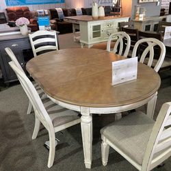 Extension Round Shaped Dining Table And Chairs Set ⭐$39 Down Payment with Financing ⭐ 90 Days same as cash