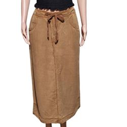 Pulp Women butter scotch  high-waisted drawstring tencel maxi skirt M
